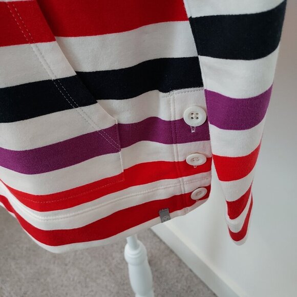 Talbots Mockneck Button Detail Pullover-Alpine Stripe Size Small - Picture 3 of 8